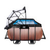 EXIT Piscine couverte Wood 540x250x122cm avec pompe de filtration à sable et à chaleur - marron