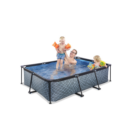 EXIT Piscine Stone 220x150x65cm avec pompe filtrante - grise