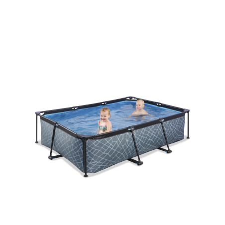 EXIT Piscine Stone 220x150x65cm avec pompe filtrante - grise