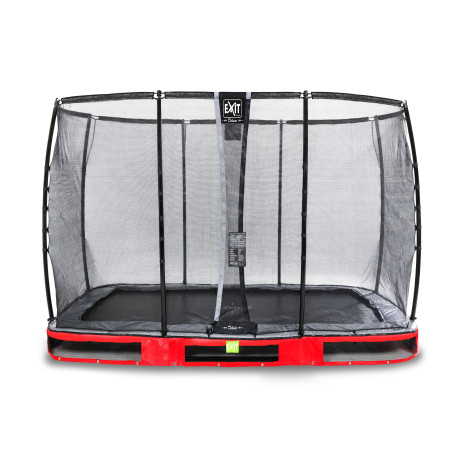 EXIT Trampoline enterré Elegant Premium de 214x366cm avec filet de sécurité Deluxe - rouge