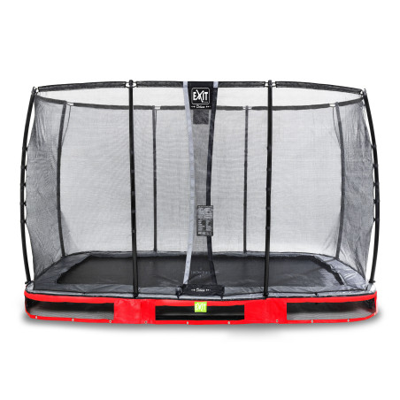 EXIT Trampoline enterré Elegant Premium de 244x427cm avec filet de sécurité Deluxe - rouge