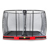 EXIT Trampoline enterré Elegant Premium de 244x427cm avec filet de sécurité Deluxe - rouge