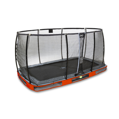 EXIT Trampoline enterré Elegant Premium de 244x427cm avec filet de sécurité Deluxe - rouge
