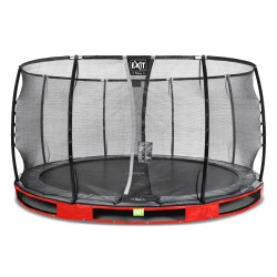 EXIT Trampoline enterré Elegant Premium ø427cm avec filet de sécurité Deluxe - rouge