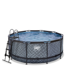 EXIT Piscine Stone ø360x122cm avec pompe de filtration - grise