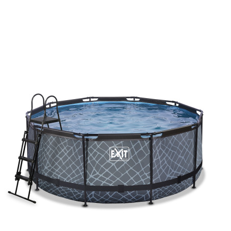 EXIT Piscine Stone ø360x122cm avec pompe de filtration - grise