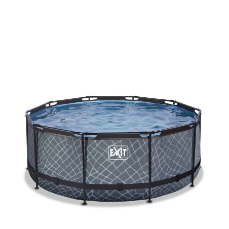 EXIT Piscine Stone ø360x122cm avec pompe de filtration - grise
