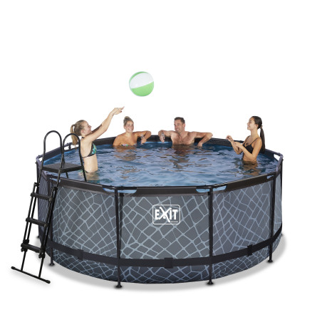 EXIT Piscine Stone ø360x122cm avec pompe de filtration - grise