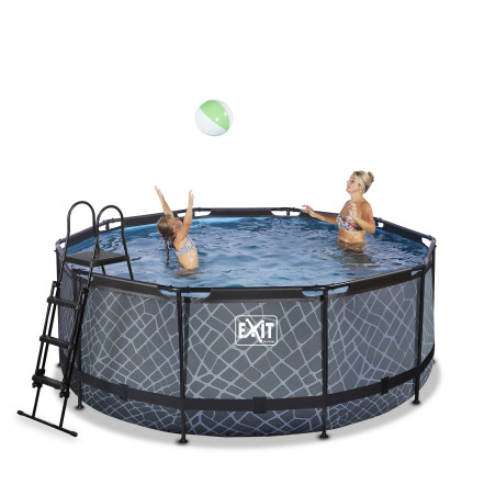 EXIT Piscine Stone ø360x122cm avec pompe de filtration - grise