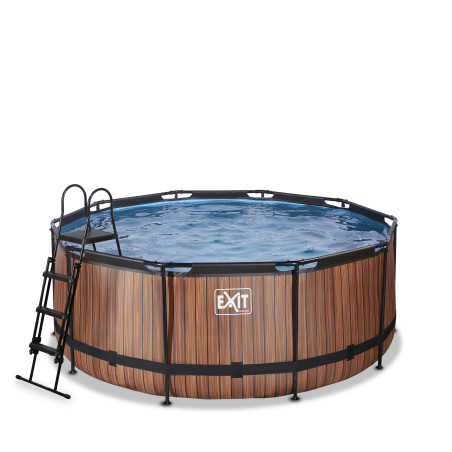 EXIT Piscine Wood ø360x122cm avec pompe de filtration - marron