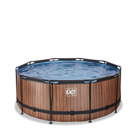 EXIT Piscine Wood ø360x122cm avec pompe de filtration - marron