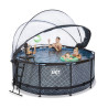 EXIT Piscine couverte Stone ø360x122cm avec pompe de filtration à sable - grise