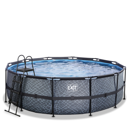 EXIT Piscine Stone ø450x122cm avec pompe de filtration - grise