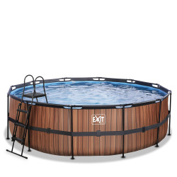 EXIT Piscine Wood ø450x122cm avec pompe de filtration - marron