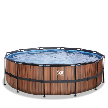 EXIT Piscine Wood ø450x122cm avec pompe de filtration - marron