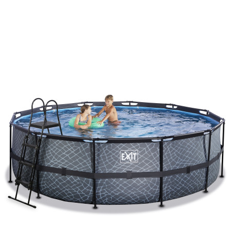 EXIT Piscine Stone ø450x122cm avec pompe de filtration à sable - grise