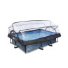 EXIT Piscine couverte Stone 220x150x65cm avec pompe filtrante - grise