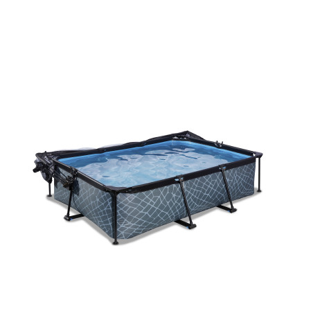 EXIT Piscine couverte Stone 220x150x65cm avec pompe filtrante - grise