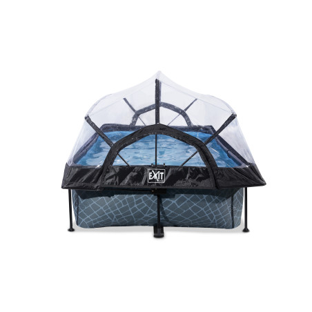 EXIT Piscine couverte Stone 220x150x65cm avec pompe filtrante - grise