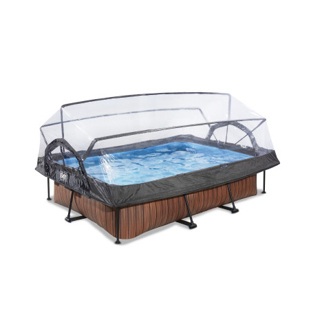 EXIT Piscine couverte Wood 220x150x65cm avec pompe filtrante - marron