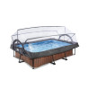 EXIT Piscine couverte Wood 220x150x65cm avec pompe filtrante - marron