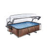 EXIT Piscine couverte Wood 220x150x65cm avec pompe filtrante - marron