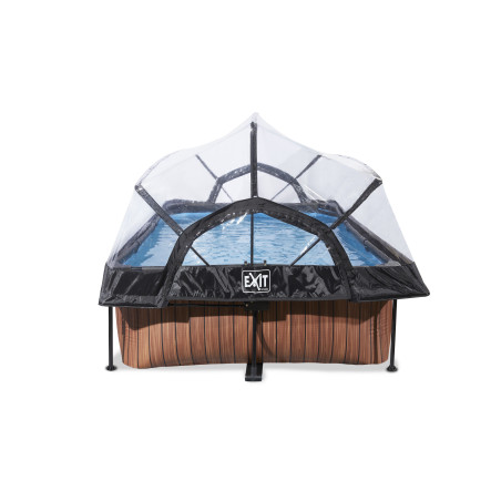 EXIT Piscine couverte Wood 220x150x65cm avec pompe filtrante - marron