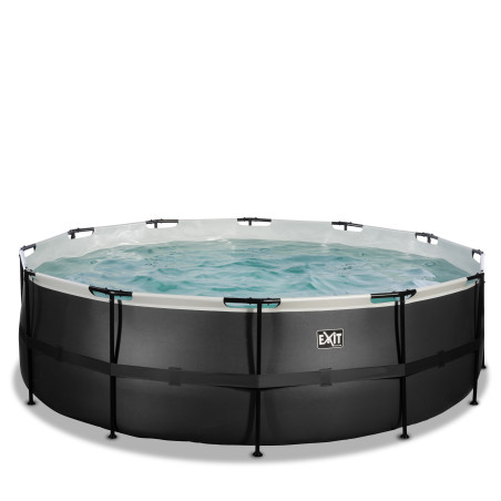 EXIT Piscine Black Leather ø450x122cm avec pompe filtrante - noir