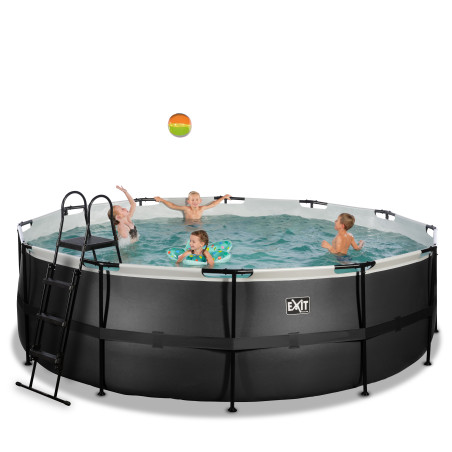 EXIT Piscine Black Leather ø450x122cm avec pompe filtrante - noir