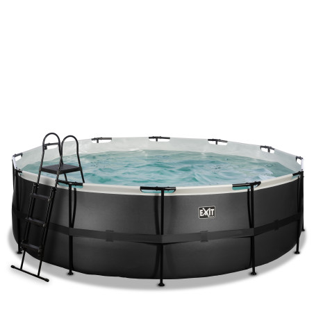EXIT Piscine Black Leather ø450x122cm avec pompe filtrante à sable - noir
