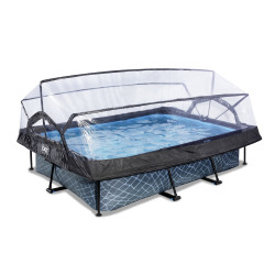 EXIT Piscine couverte Stone 300x200x65cm avec pompe de filtration - grise