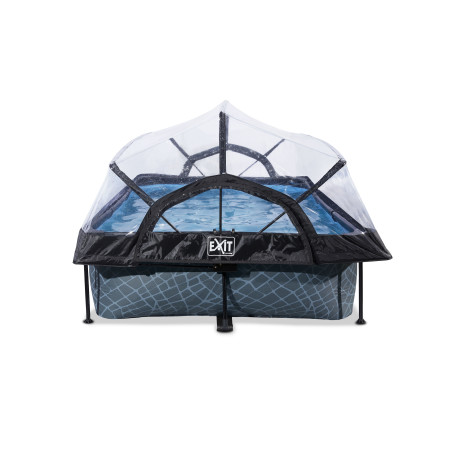 EXIT Piscine couverte Stone 300x200x65cm avec pompe de filtration - grise