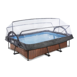 EXIT Piscine couverte Wood 300x200x65cm avec pompe de filtration - marron
