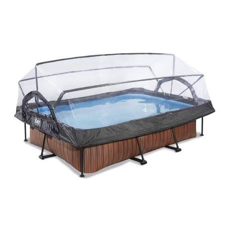 EXIT Piscine couverte Wood 300x200x65cm avec pompe de filtration - marron