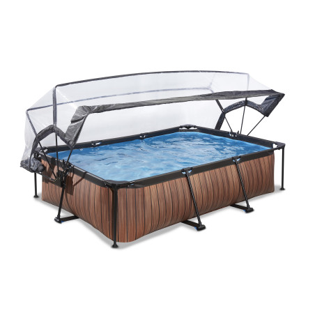 EXIT Piscine couverte Wood 300x200x65cm avec pompe de filtration - marron