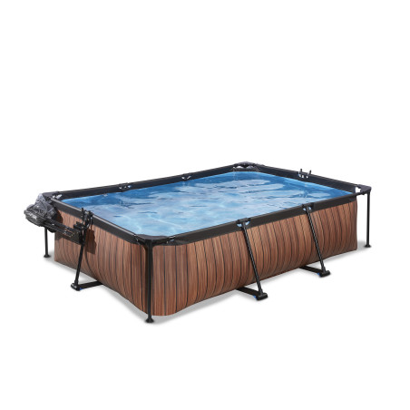 EXIT Piscine couverte Wood 300x200x65cm avec pompe de filtration - marron