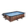 EXIT Piscine couverte Wood 300x200x65cm avec pompe de filtration - marron