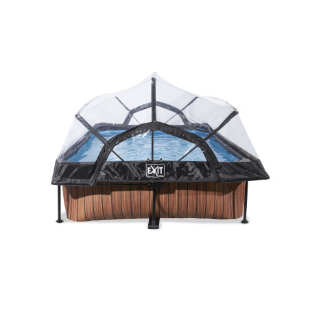 EXIT Piscine couverte Wood 300x200x65cm avec pompe de filtration - marron