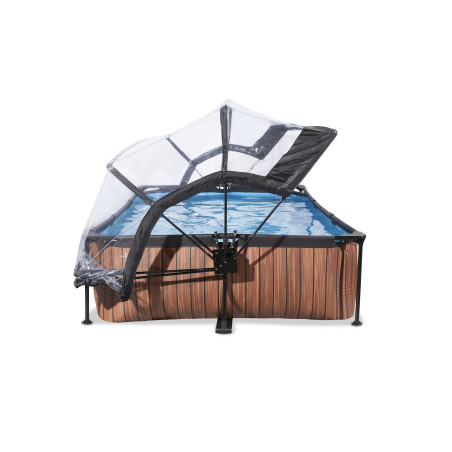 EXIT Piscine couverte Wood 300x200x65cm avec pompe de filtration - marron