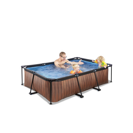 EXIT Piscine Wood 220x150x65cm avec pompe filtrante - marron