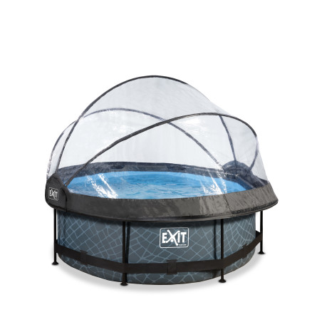 EXIT Piscine couverte Stone ø244x76cm avec pompe filtrante - grise