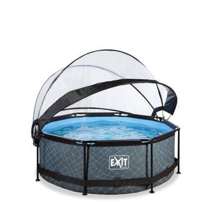 EXIT Piscine couverte Stone ø244x76cm avec pompe filtrante - grise