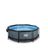 EXIT Piscine couverte Stone ø244x76cm avec pompe filtrante - grise