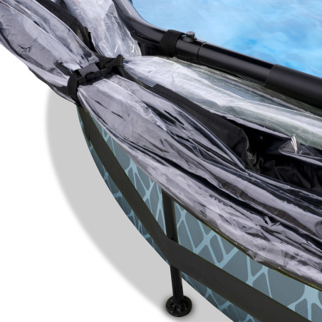 EXIT Piscine couverte Stone ø244x76cm avec pompe filtrante - grise