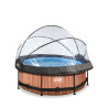 EXIT Piscine couverte Wood ø244x76cm avec pompe filtrante - marron