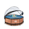 EXIT Piscine couverte Wood ø244x76cm avec pompe filtrante - marron