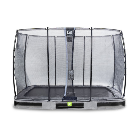 EXIT Trampoline enterré Elegant de 214x366cm avec filet de sécurité Economy - gris