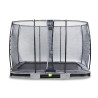EXIT Trampoline enterré Elegant de 214x366cm avec filet de sécurité Economy - gris