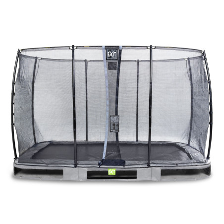 EXIT Trampoline enterré Elegant de 244x427cm avec filet de sécurité Economy - gris