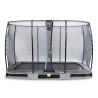 EXIT Trampoline enterré Elegant de 244x427cm avec filet de sécurité Economy - gris